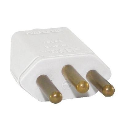 Pino Macho 3P 20A com Presa Cabo 250V Branco para Instalação Elétrica Mec Tronic