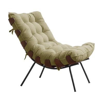 Poltrona Decorativa Abel G41 Sala de Estar Veludo Bege com Pés Palito Gran Belo