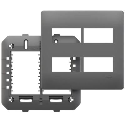 Placa 4x4 para 4 Módulos Distanciados Habitat Onix 06445750 Preto Fame Brasil