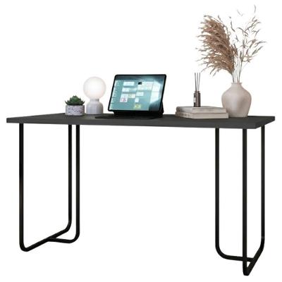 Mesa Escrivaninha para Escritório P1069 Industrial 135cm Grafite Preto Placa & Ponto