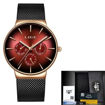 Relógio de Pulso Masculino Luxo de Quartzo Malha de Aço Analógico Impermeável Vermelho Elashopp
