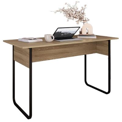 Mesa Escrivaninha Office P1070 Industrial 135cm Oak Preto Placa & Ponto