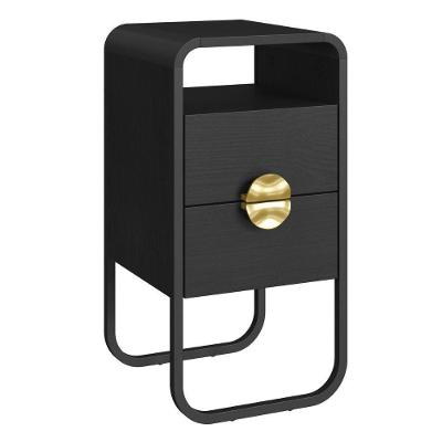 Mesa de Cabeceira Luna 28092 2 Gavetas MDP Orgânico Nero Preto Artesano Móveis