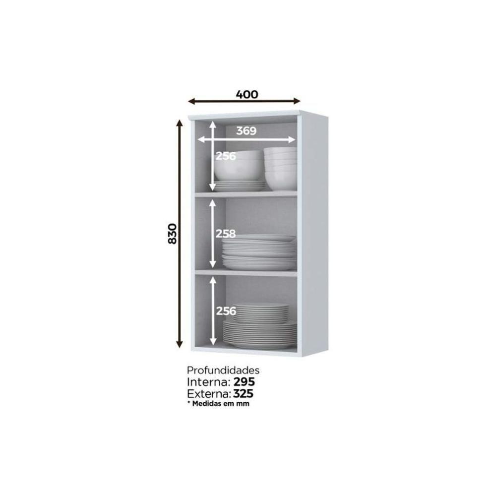 Armário de Cozinha Modulado  Americana 1 Porta Branco - Henn - 4