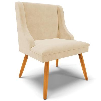 Poltrona Decorativa Firenze Suede Bege-natural com Pés Palito Madeira Gran Belo