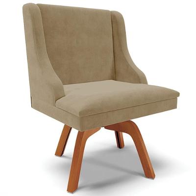 Poltrona Decorativa Firenze Giratória Suede Nude-natural para Sala Gran Belo