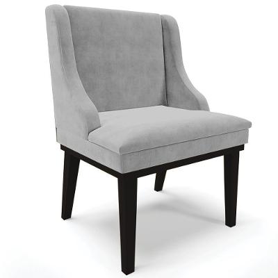 Poltrona Decorativa Firenze Suede Base Fixa de Madeira Cinza-preto Gran Belo