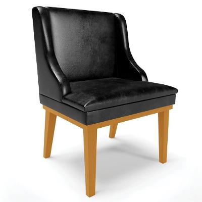 Poltrona Decorativa Firenze G19 Couro Sintético Preto Brilho e Castanho Gran Belo