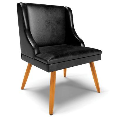 Poltrona Decorativa Firenze G19 Couro Sintético Preto Brilho e Natural Gran Belo
