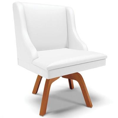 Poltrona Decorativa Firenze G19 Giratória Couro Sintético Branco Fosco Natural Gran Belo