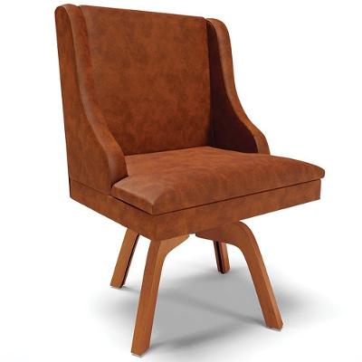 Poltrona Decorativa Firenze G19 Giratória em Corino Nozes-natural Gran Belo