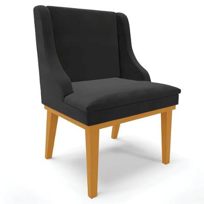 Poltrona Decorativa Firenze G19 em Veludo Preto-castanho para Quarto e Sala Gran Belo