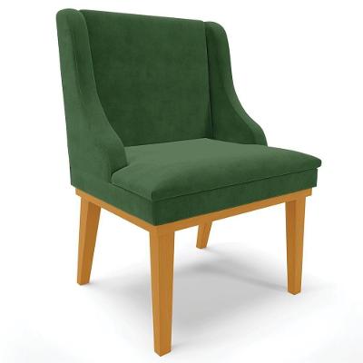 Poltrona Decorativa Firenze G19 em Suede Verde e Castanho com Base Fixa Gran Belo