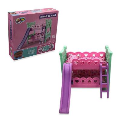 Berço de Brinquedo Beliche para Boneca com Escorregador Rosa Wellmix