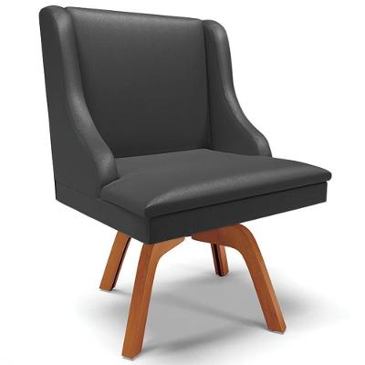 Poltrona Decorativa Firenze G19 Base Giratória Madeira Couro Sintético Preto Gran Belo