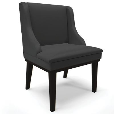 Poltrona Decorativa Firenze G19 Base Fixa Madeira Couro Sintético Preto Fosco Gran Belo