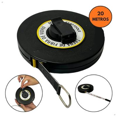 Trena Métrica 20m em Fibra de Vidro Resistente Preta Startools