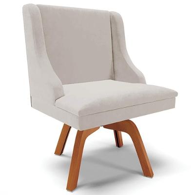 Poltrona Decorativa Firenze Base Giratória em Veludo Cinza Natural Gran Belo