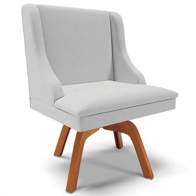 Poltrona Decorativa Firenze Base Giratória em Linho Cinza Natural Gran Belo