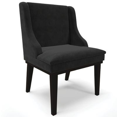 Poltrona Decorativa Firenze Base Fixa de Madeira Suede Preto para Sala Gran Belo