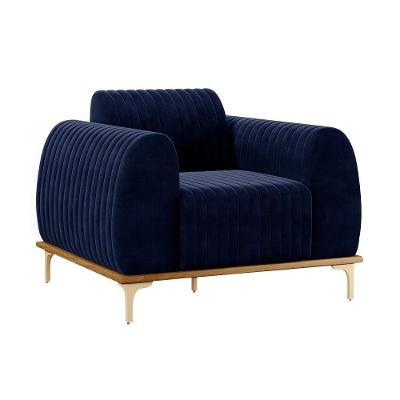 Poltrona Decorativa Euro Veludo para Sala de Estar Azul Marinho G15 Gran Belo