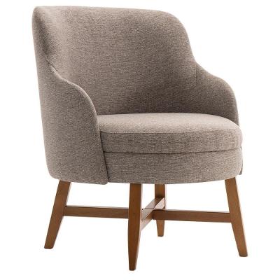 Poltrona Decorativa com Braço Amber G66 para Sala de Estar Linho Rústico Cinza Gran Belo