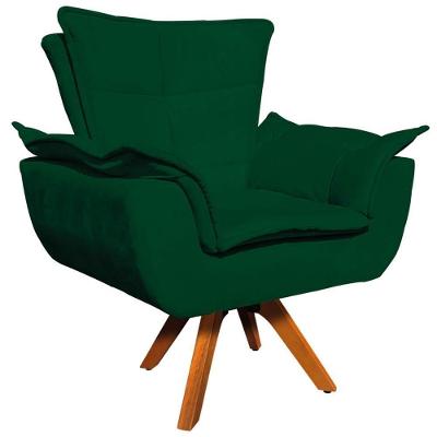 Poltrona Decorativa Charger Suede Giratória Verde G19 para Sala de Estar Gran Belo