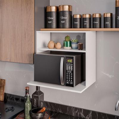 Suporte Suspenso para Micro-ondas G96 2 Prateleiras MDP com Acabamento BP 60cm Branco Gran Belo