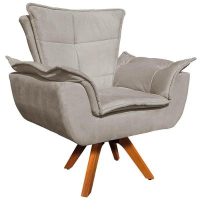 Poltrona Decorativa Charger Suede Giratória em Madeira para Sala de Estar Nude G19 Gran Belo