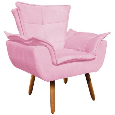 Poltrona Decorativa Charger Suede com Pés Palito Rosa G19 Gran Belo