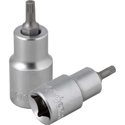 Soquete Multidentado Curto M5 1-2" 3538100005 em Aço Cromo Vanádio Cromado Fosco Vonder
