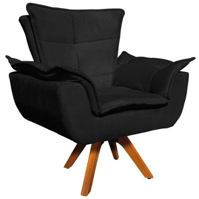 Poltrona Decorativa Charger Suede Giratória Preto G19 Gran Belo