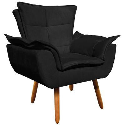 Poltrona Decorativa Charger Suede com Pés Palito Preto G19 Gran Belo