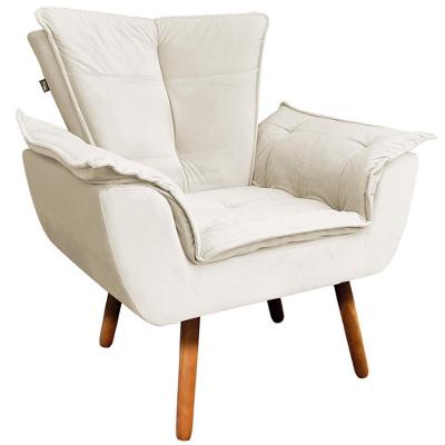 Poltrona Decorativa Charger Pés Palito Veludo Bege G19 para Sala de Estar Gran Belo