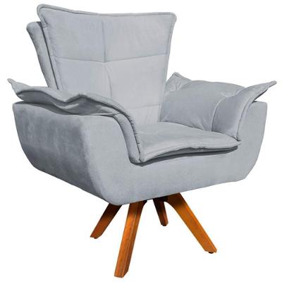 Poltrona Decorativa Charger G19 Giratória Suede Cinza Confortável Gran Belo