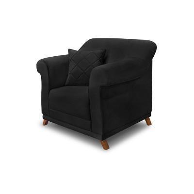 Poltrona Decorativa Armstrong Suede com Almofada Preto Gran Belo