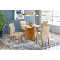 Mesa de Sala Jantar Vértice + Tampo Madeirado 90x90cm Nature/Off White - Henn - 2