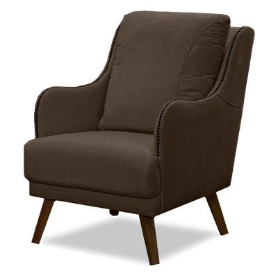 Poltrona Decorativa Catar G33 Suede com Tachas e Assento Confortável Marrom Gran Belo