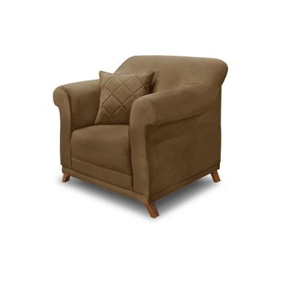 Poltrona Decorativa Armstrong Suede com Almofada Confortável Caramelo Gran Belo