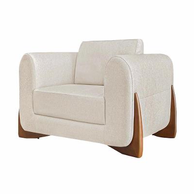 Poltrona Decorativa Buzz G63 em Linho com Assento Confortável Off White Gran Belo