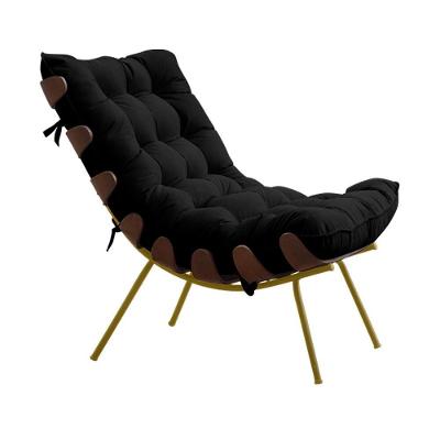 Poltrona Decorativa Abel Sala de Estar Veludo Preto com Pés Palito Gran Belo