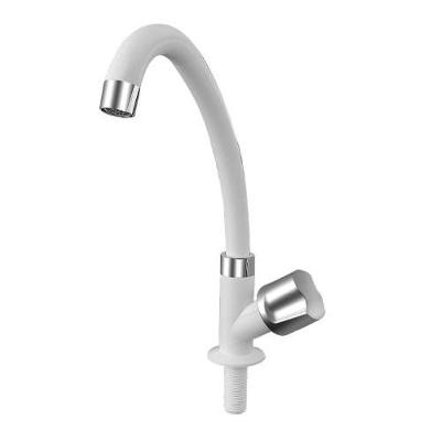 Torneira de Mesa Cozinha Bica Móvel Alta Slim Tulipa Branca e Cromada Socel