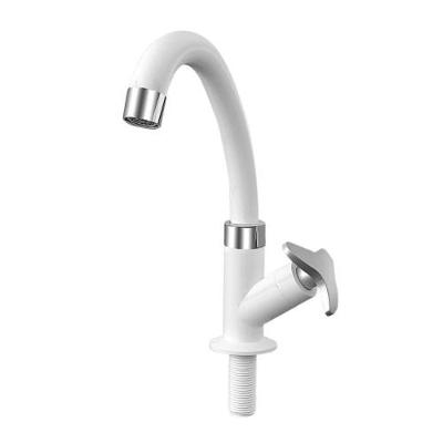 Torneira para Lavatório de Mesa Baixa Dalia Alavanca Bancada Abs Cromado Bica Móvel Branco Socel