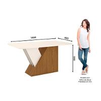 Mesa de Sala Jantar Épic SC24 + Tampo Madeirado Vidro Curvo 160x90cm Nature/Off White - Henn - 5