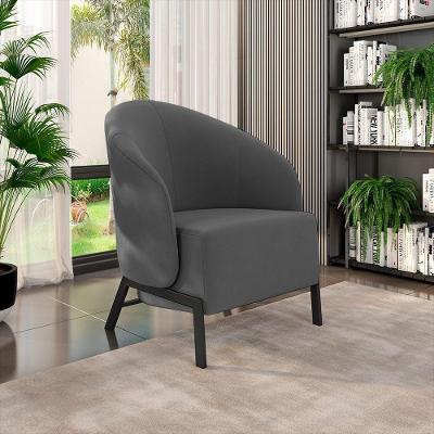 Poltrona Decorativa Kenya G33 Sala de Estar Veludo Preto-grafite Gran Belo