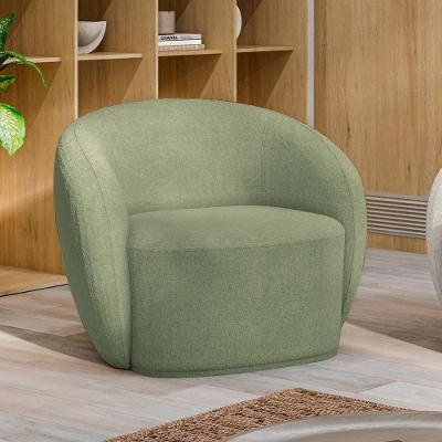 Poltrona Decorativa Íbis G33 para Sala de Estar Encosto Fixo Bouclê Verde Gran Belo