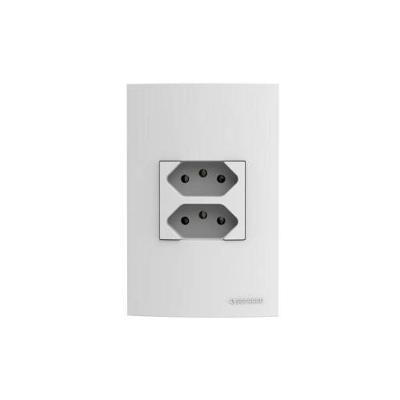Tomada Duplex 2P+T 10A 250V 4x2 Brava Branco para Uso Doméstico Soprano
