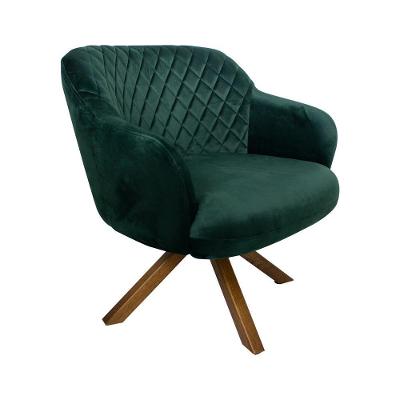 Poltrona Decorativa Kitana Giratória em Veludo Verde G15 para Sala de Estar Gran Belo