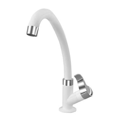 Torneira de Mesa Slim Orquídea Bica Móvel Alta em Plástico ABS Branca e Cromada Socel