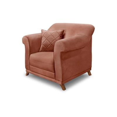 Poltrona Decorativa Armstrong Veludo Cobre com Almofada para Sala de Estar Gran Belo